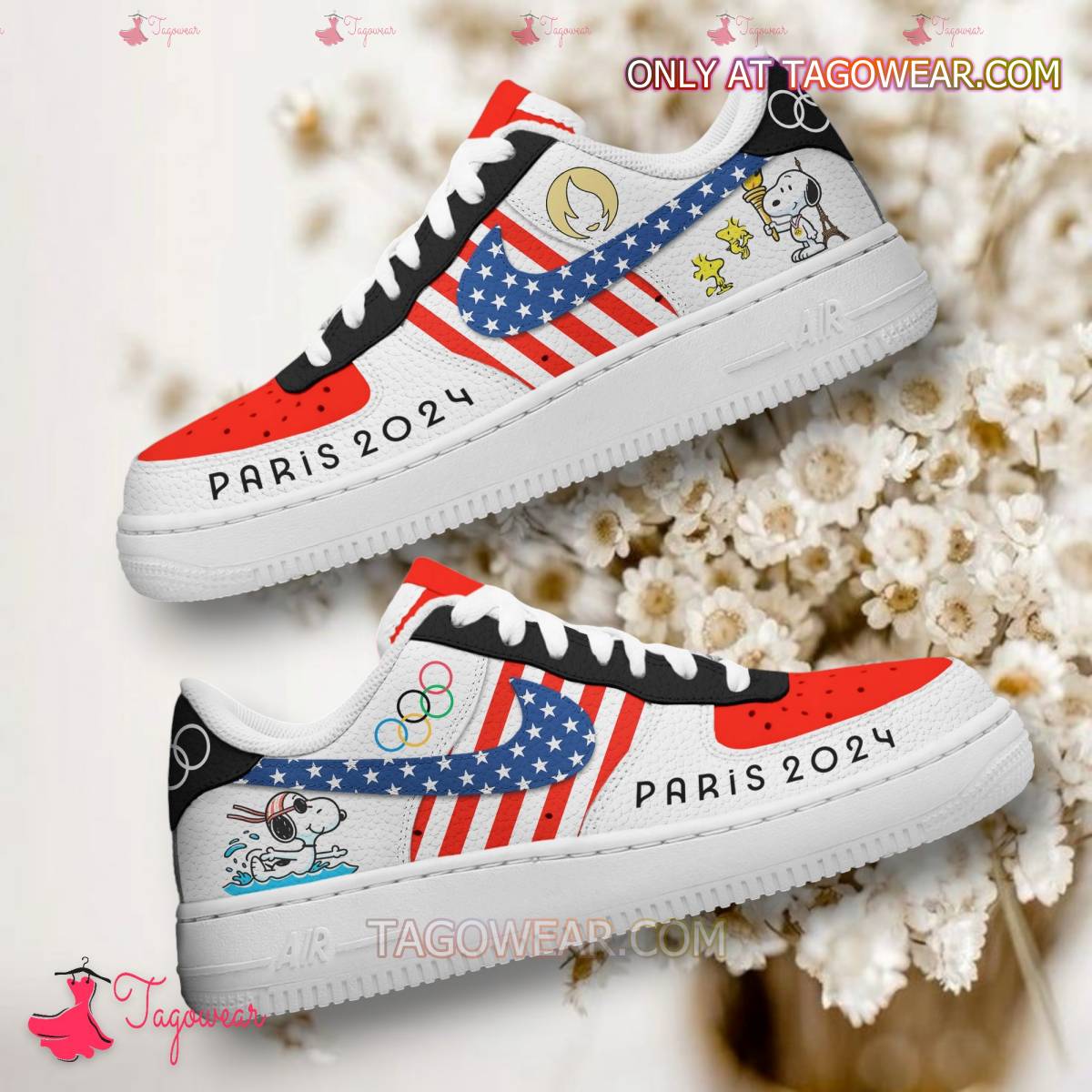 Ideafootwear Snoopy And Woodstock Air Low-Top Sneakers Shoes For Men And Women 2