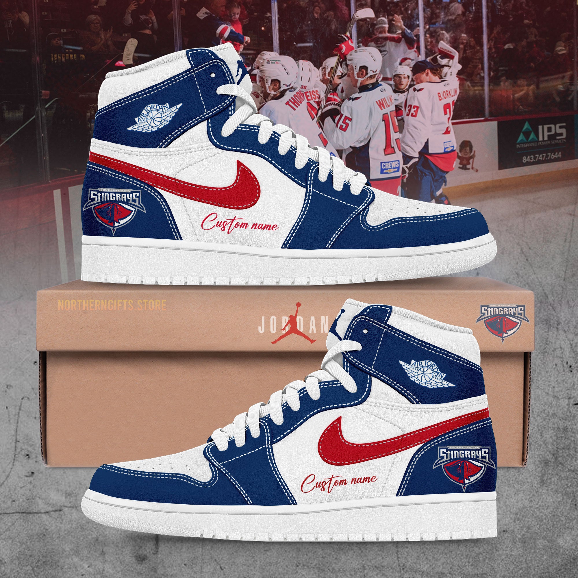 Ideafootwear South Carolina Stingrays AJ1 High Sneakers Shoes For Men And Women