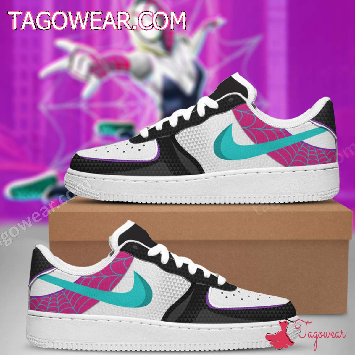 Ideafootwear Spider-man Gwen Stacy Air Low-Top Sneakers Shoes For Men And Women 1