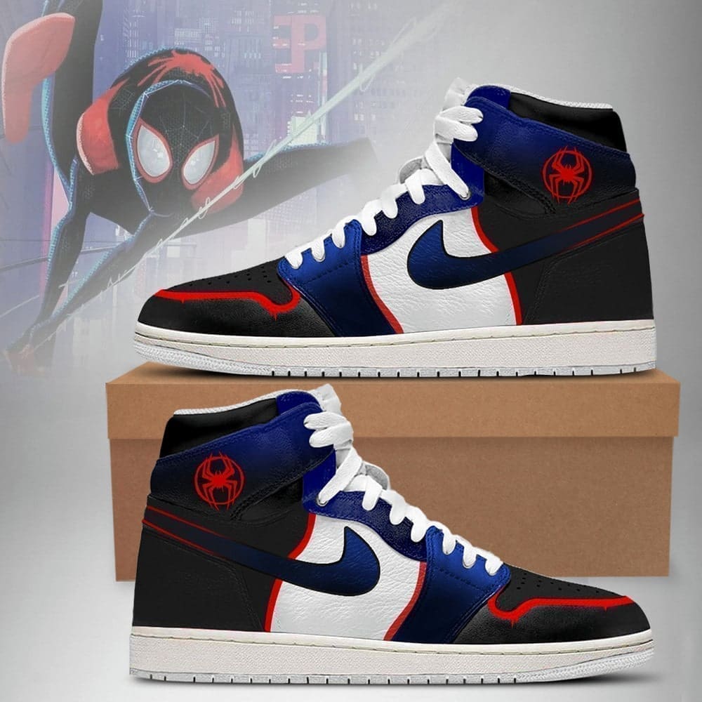 Ideafootwear Spider-Man Miles Morales AJ1 High Sneakers Shoes For Men And Women