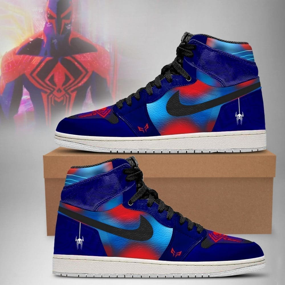 Ideafootwear Spider-Man Verse Spider 2099 AJ1 High Sneakers Shoes For Men And Women