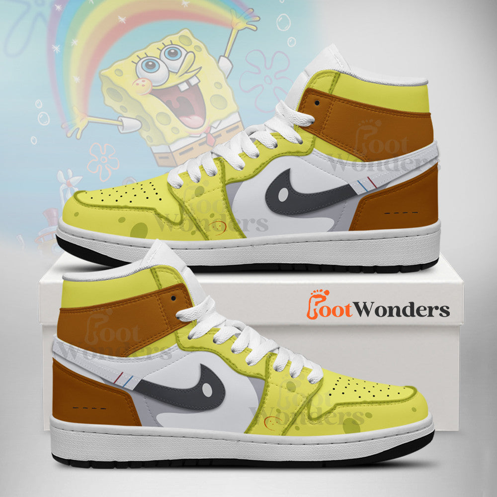 Ideafootwear Sponge bob AJ1 High Sneakers Shoes For Men And Women