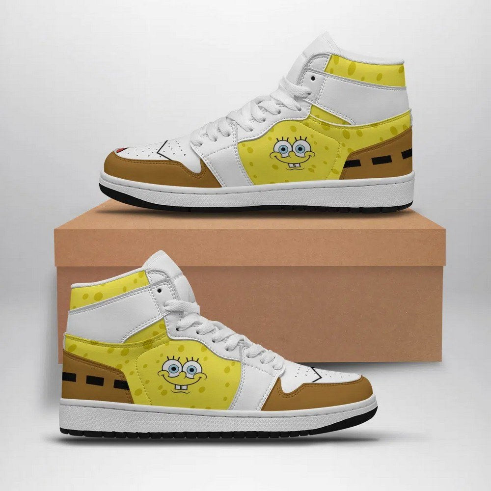 Ideafootwear Spongebob Outfit AJ1 High Sneakers Shoes For Men And Women