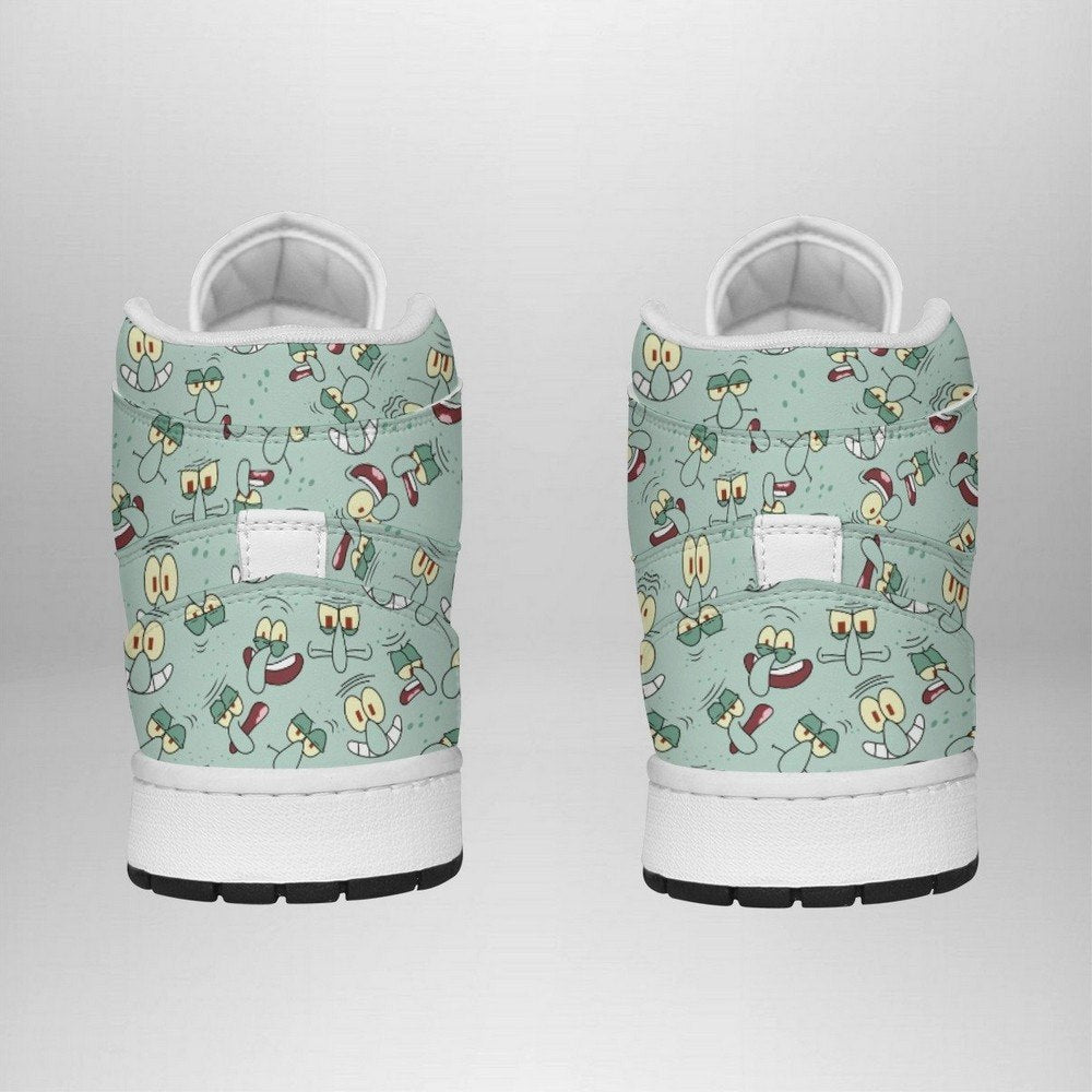 Ideafootwear Squidward Faces AJ1 High Sneakers Shoes For Men And Women