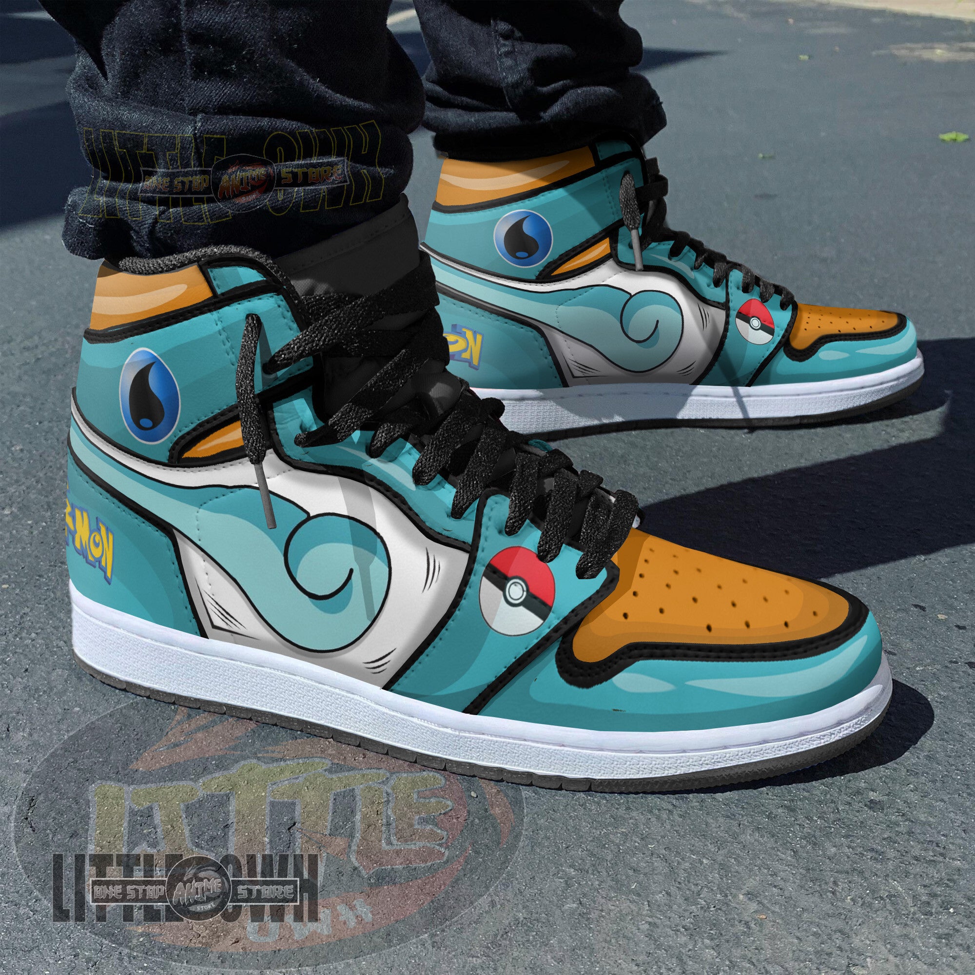 Ideafootwear Squirtle AJ1 High Sneakers Shoes For Men And Women
