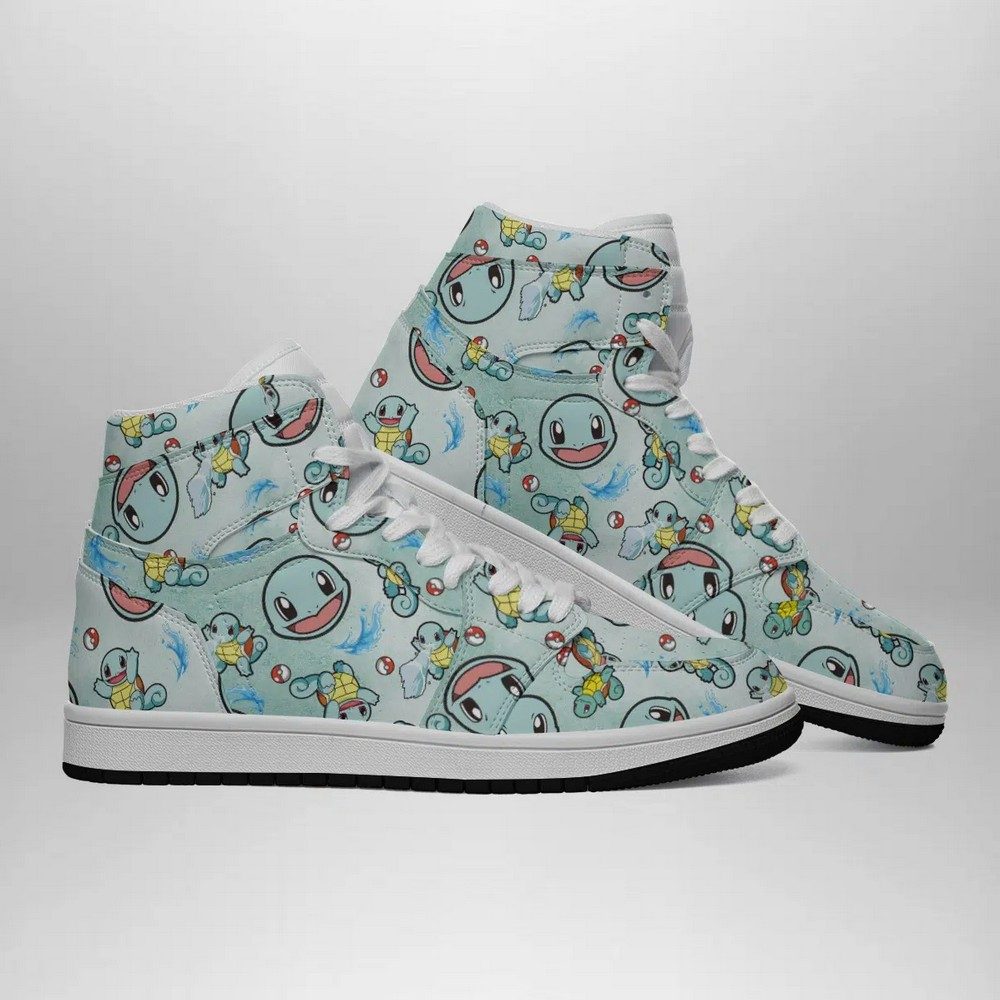 Ideafootwear Squirtle Pattern Pokemon  AJ1 High Sneakers Shoes For Men And Women
