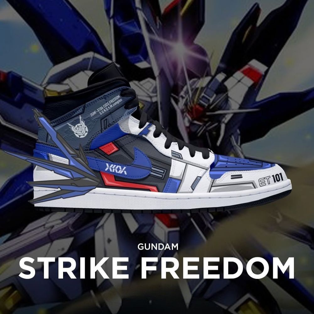 Ideafootwear Strike Freedom Gundam  AJ1 High Sneakers Shoes For Men And Women