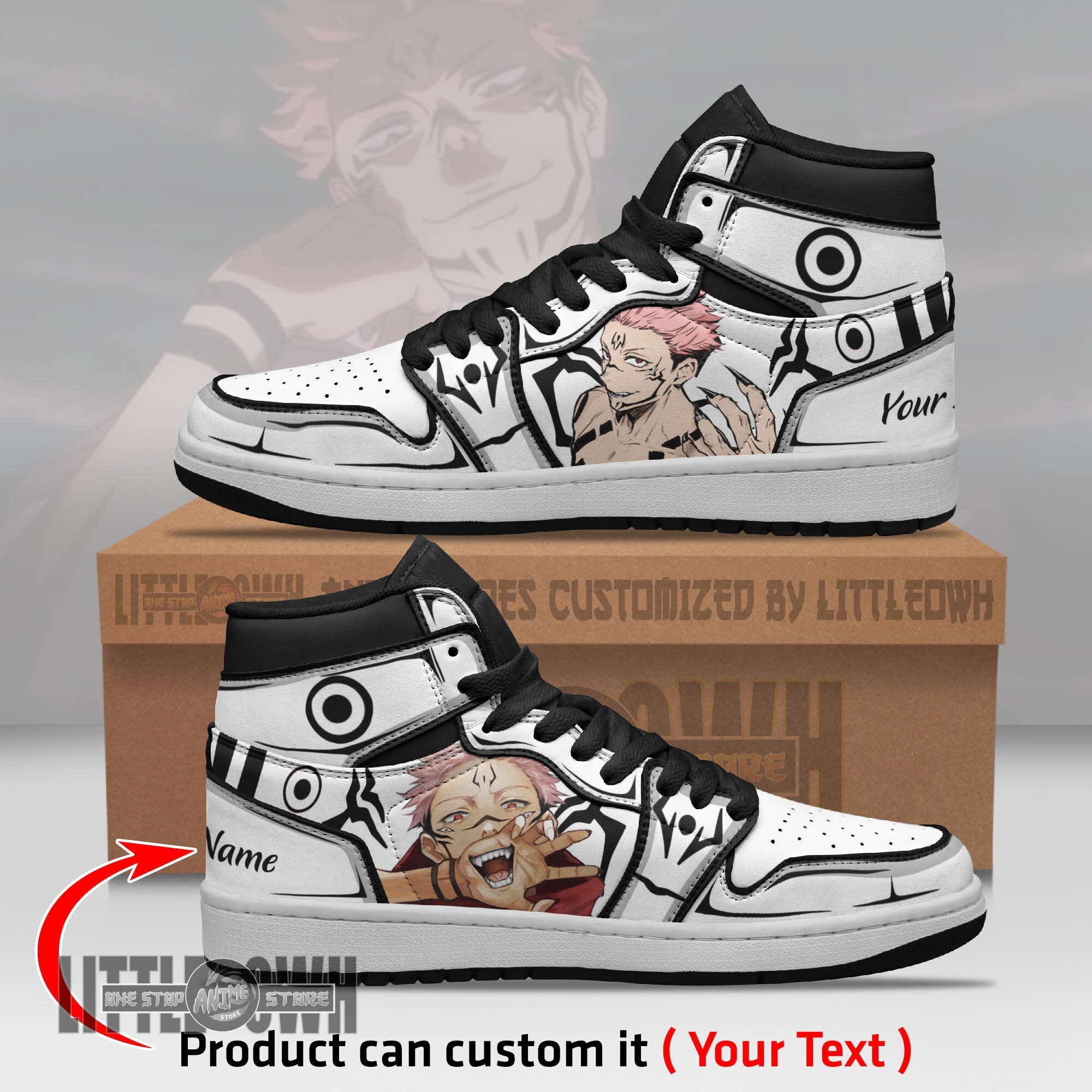 Ideafootwear Sukuna Ryoumen AJ1 High Sneakers Shoes For Men And Women