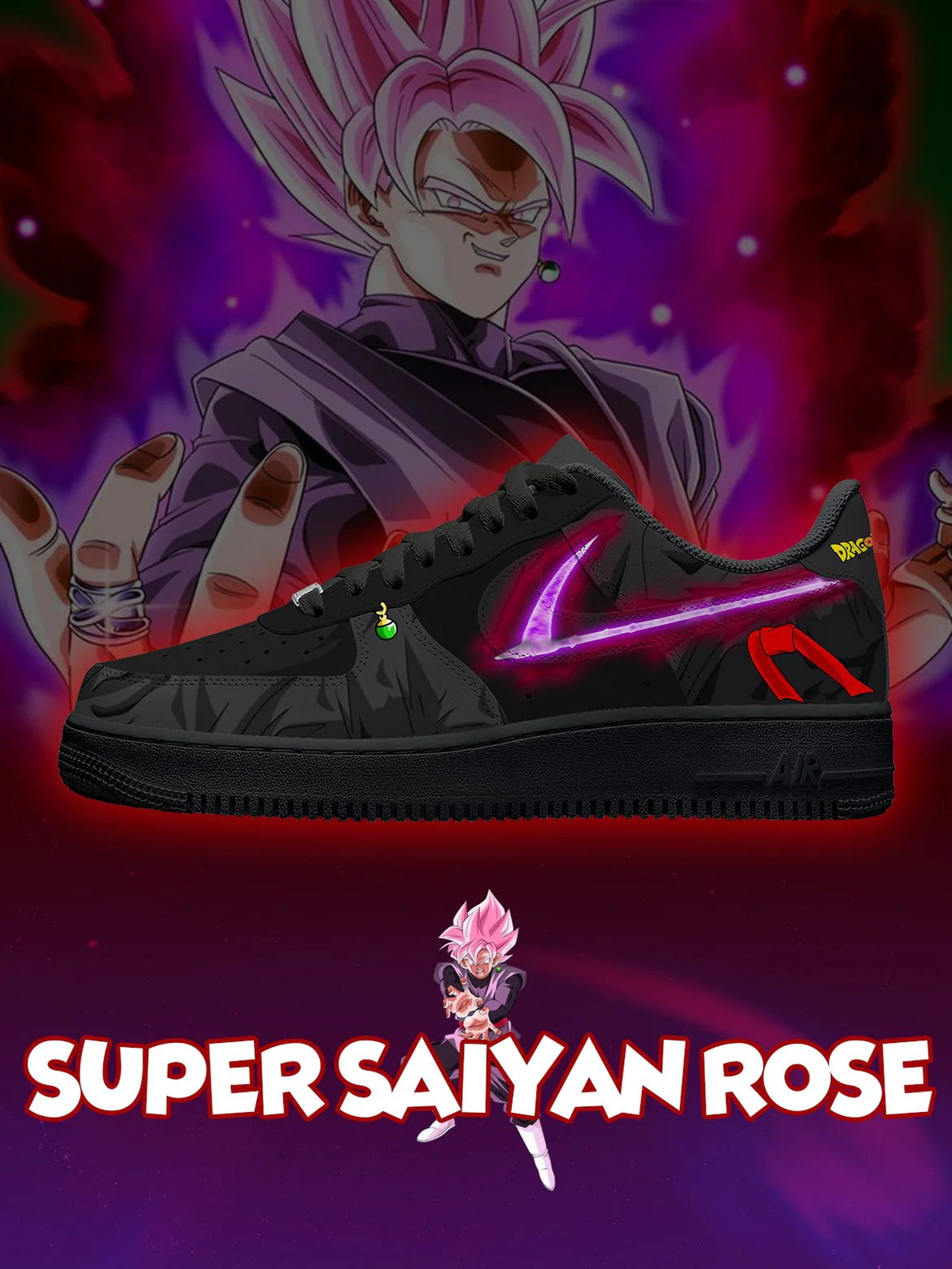 Ideafootwear Super Saiyan Rose  Air Low-Top Sneakers Shoes For Men And Women 1