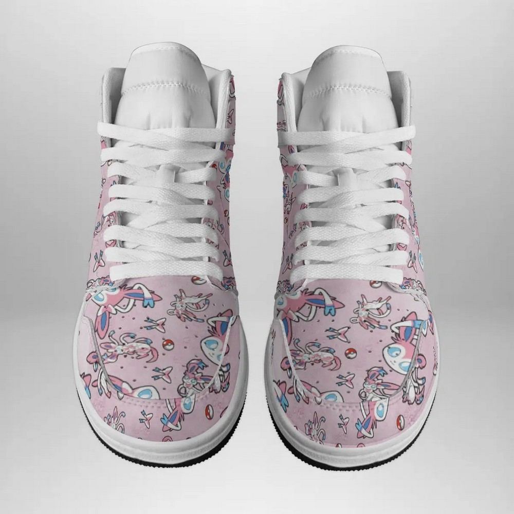 Ideafootwear Sylveon Pattern Pokemon  AJ1 High Sneakers Shoes For Men And Women