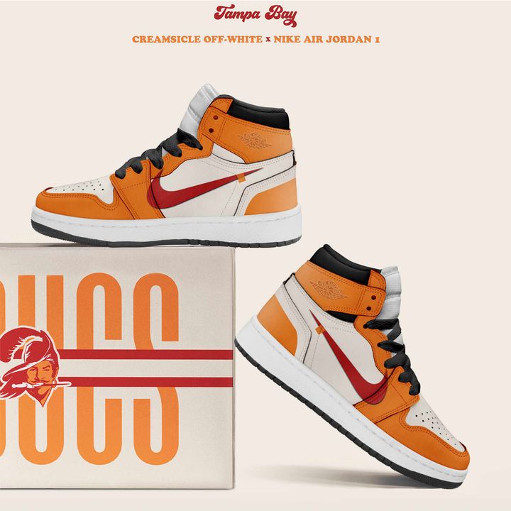 Ideafootwear Tampa Bay Buccaneers AJ1 High Sneakers Shoes For Men And Women