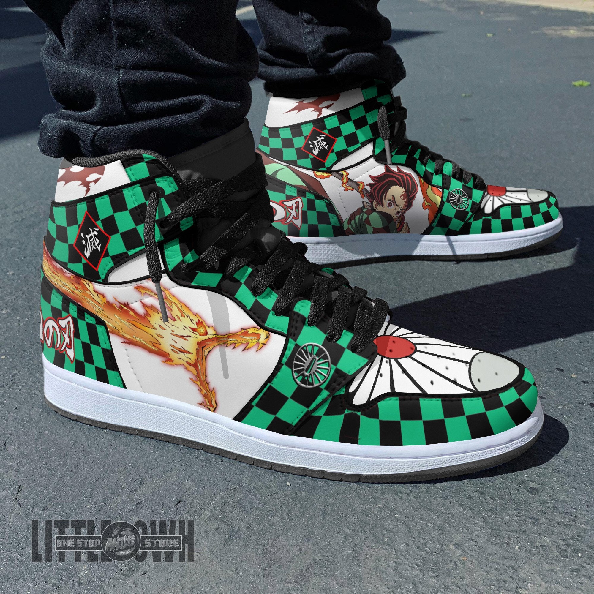 Ideafootwear Tanjiro AJ1 High Sneakers Shoes For Men And Women