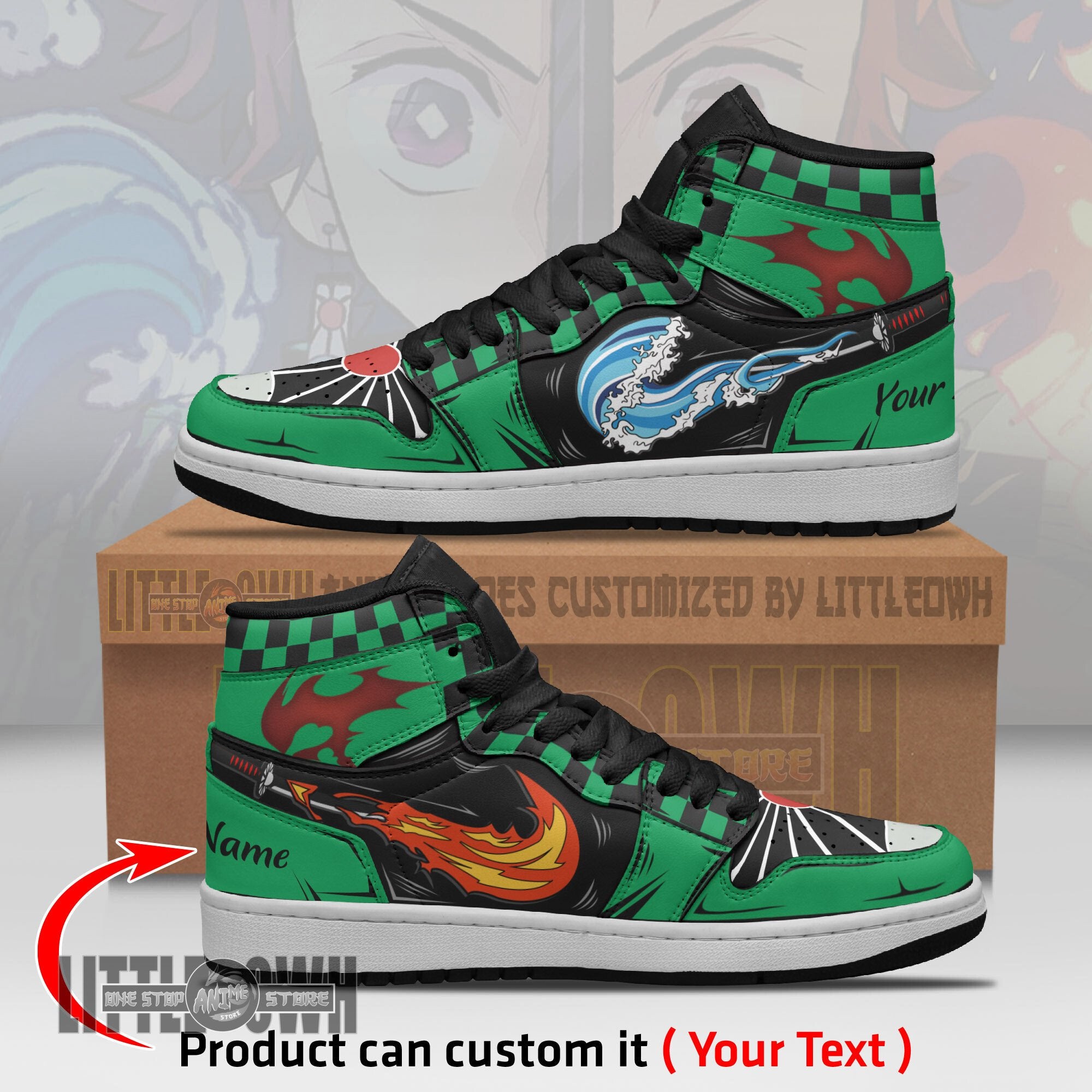 Ideafootwear Tanjiro AJ1 High Sneakers Shoes For Men And Women