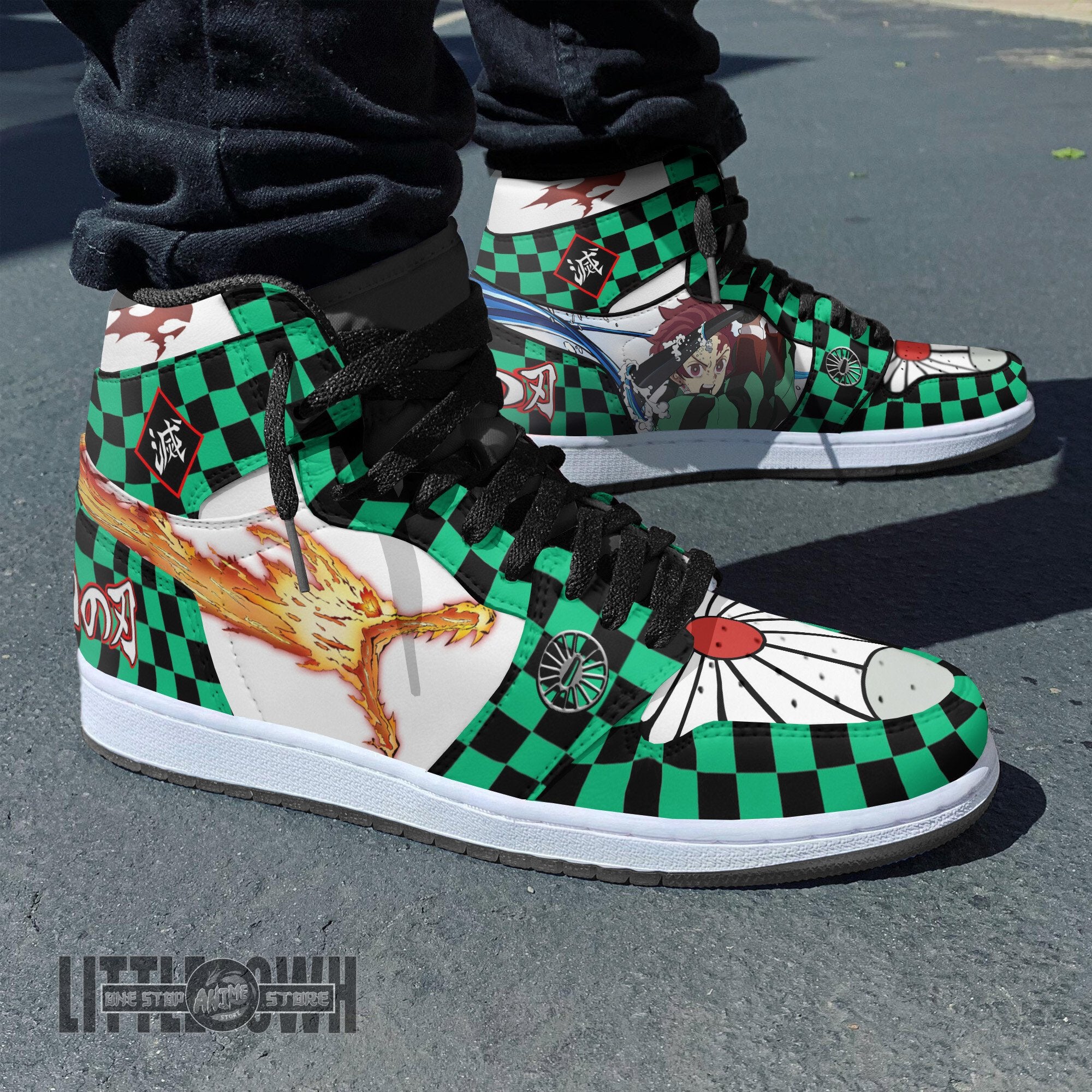 Ideafootwear Tanjiro AJ1 High Sneakers Shoes For Men And Women
