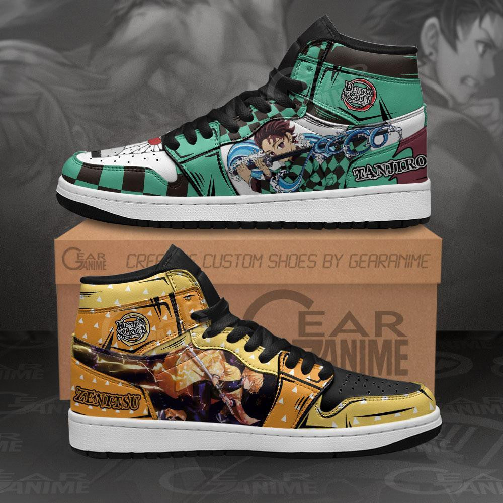 Ideafootwear Tanjiro and Zenitsu AJ1 High Sneakers Shoes For Men And Women