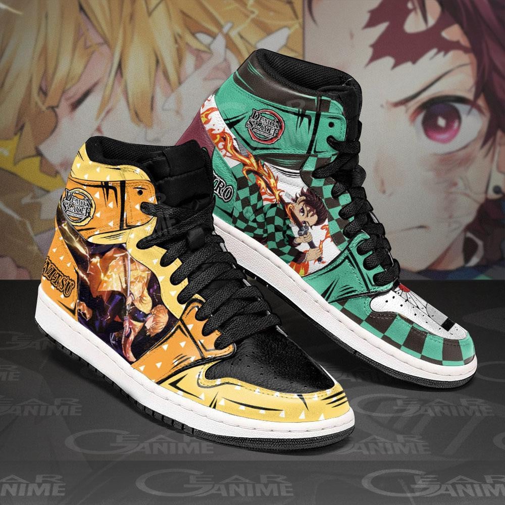 Ideafootwear Tanjiro and Zenitsu AJ1 High Sneakers Shoes For Men And Women