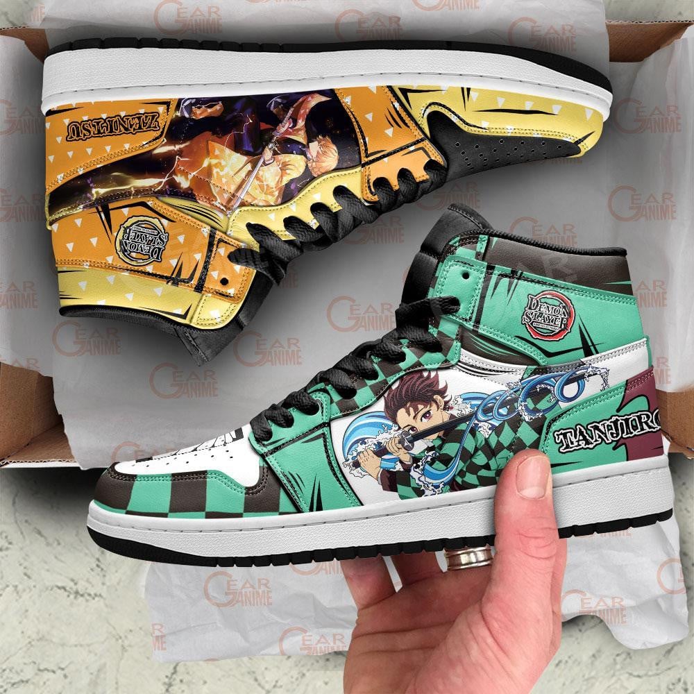 Ideafootwear Tanjiro and Zenitsu AJ1 High Sneakers Shoes For Men And Women