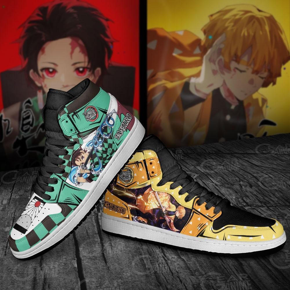 Ideafootwear Tanjiro and Zenitsu AJ1 High Sneakers Shoes For Men And Women