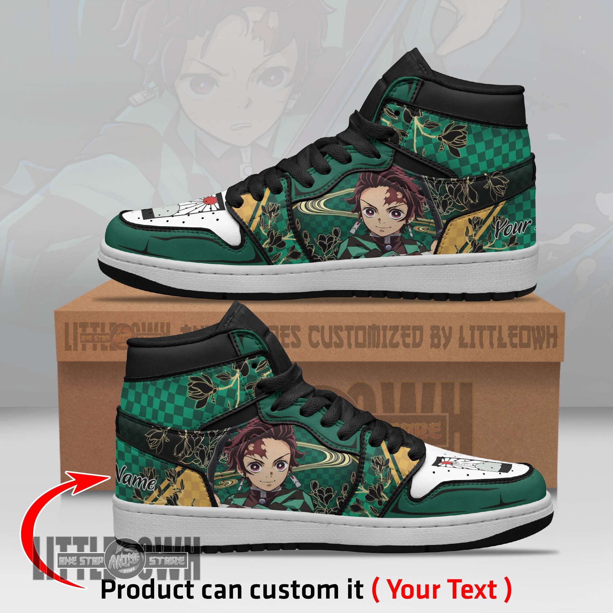 Ideafootwear Tanjiro Kamado AJ1 High Sneakers Shoes For Men And Women