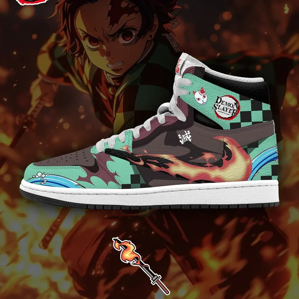 Ideafootwear Tanjiro Kamado V.1  AJ1 High Sneakers Shoes For Men And Women