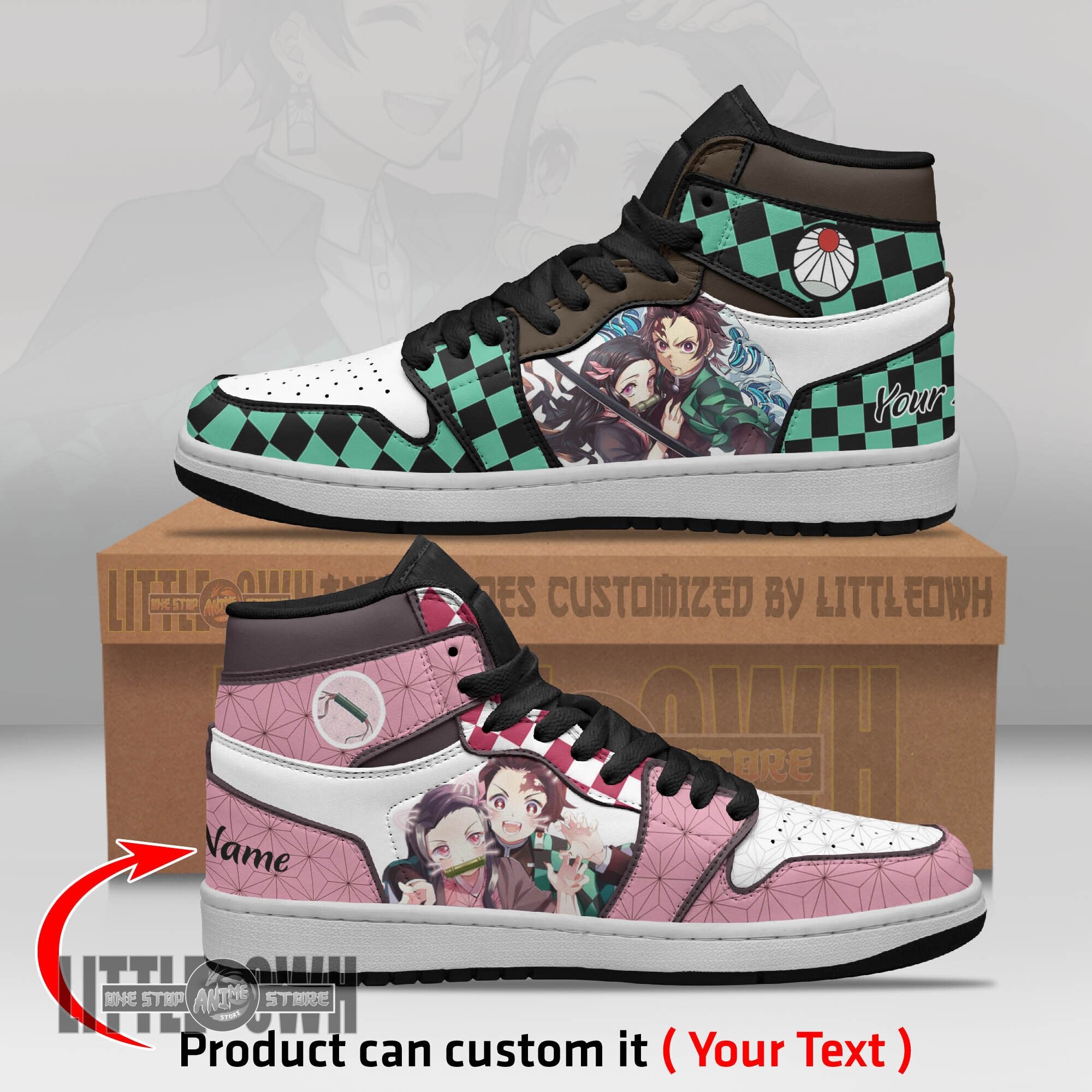 Ideafootwear Tanjiro Nezuko AJ1 High Sneakers Shoes For Men And Women