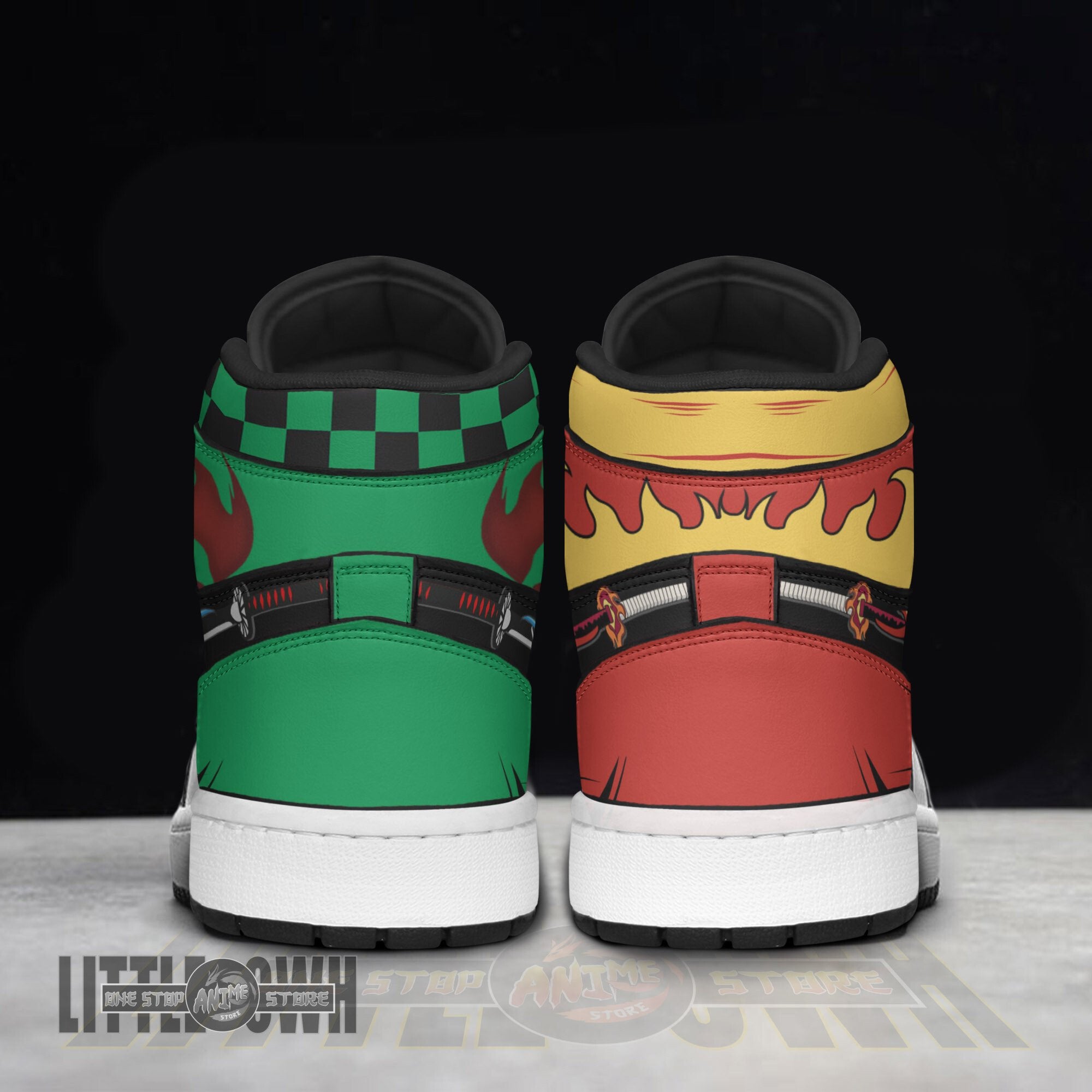 Ideafootwear Tanjiro Rengoku AJ1 High Sneakers Shoes For Men And Women