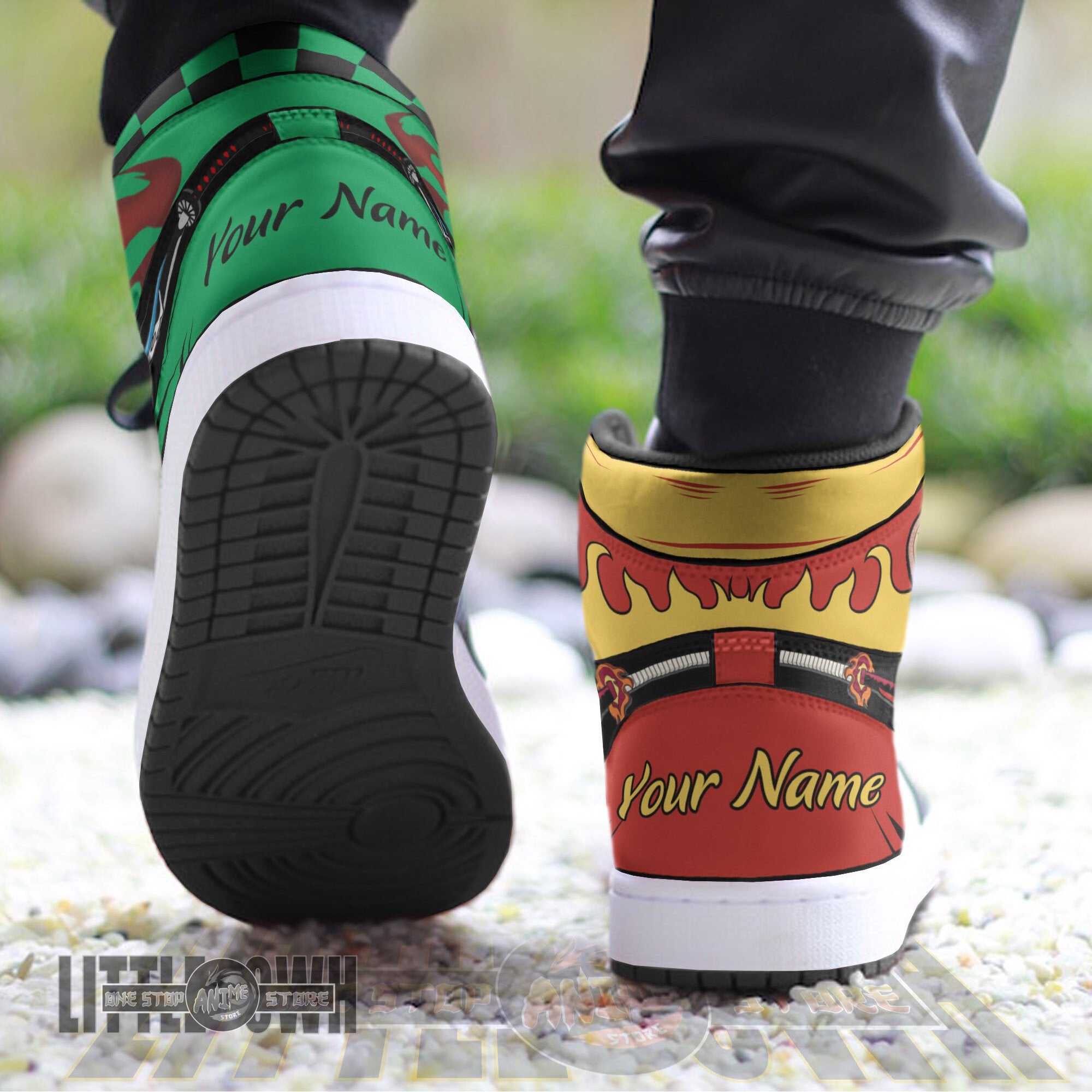 Ideafootwear Tanjiro Rengoku AJ1 High Sneakers Shoes For Men And Women