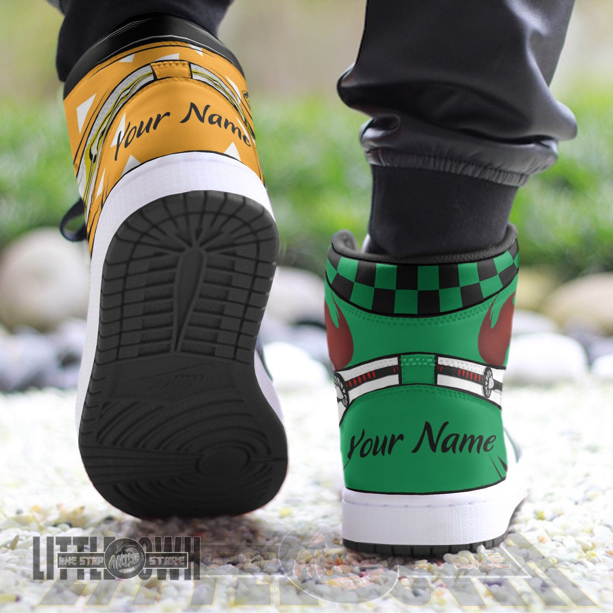 Ideafootwear Tanjiro x Zenitsu AJ1 High Sneakers Shoes For Men And Women