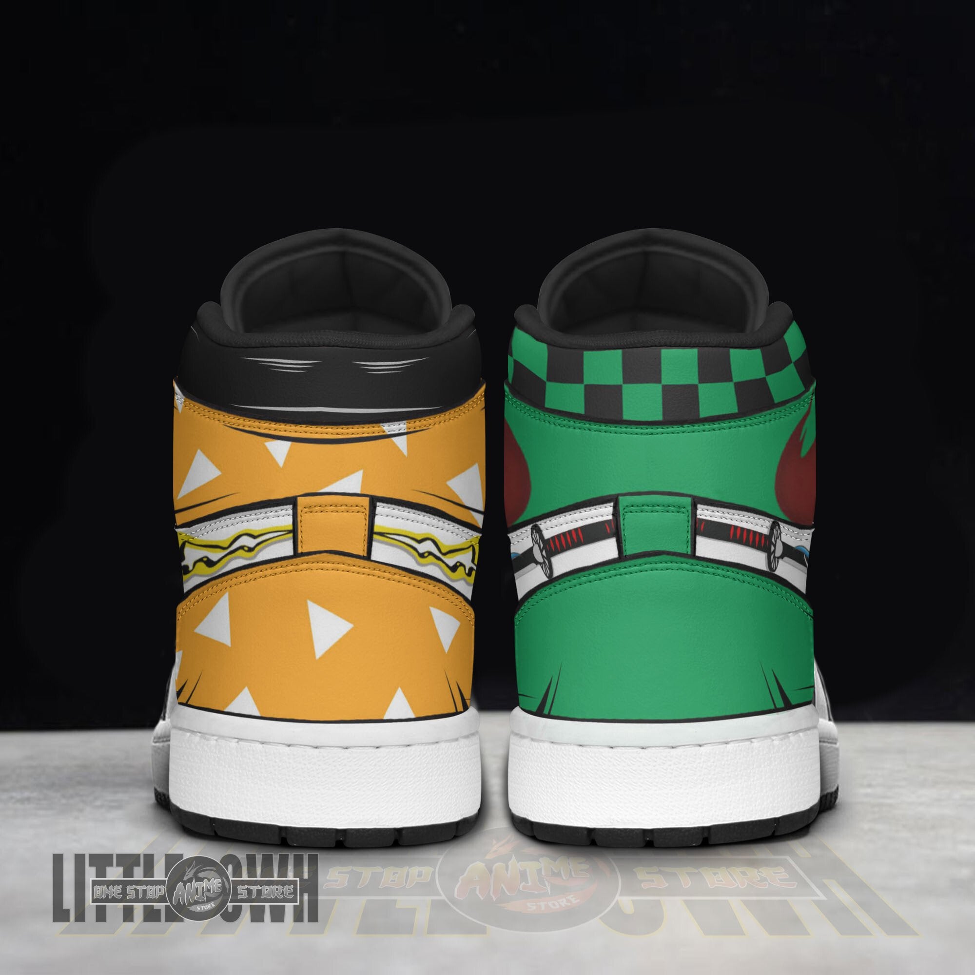 Ideafootwear Tanjiro x Zenitsu AJ1 High Sneakers Shoes For Men And Women