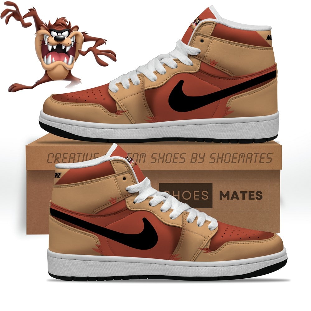 Ideafootwear Tasmanian Devil Looney Tunes AJ1 High Sneakers Shoes For Men And Women