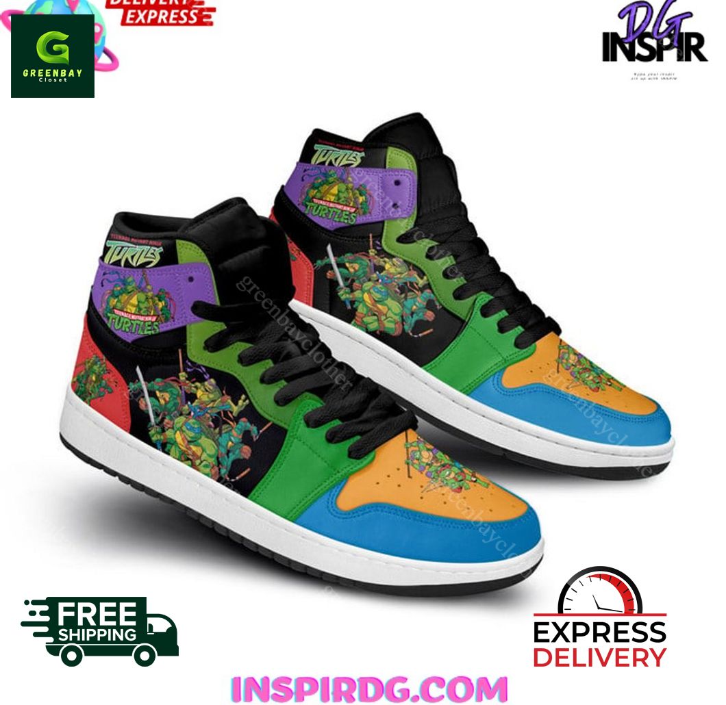 Ideafootwear Teenage Mutant Ninja Turtle AJ1 High Sneakers Shoes For Men And Women