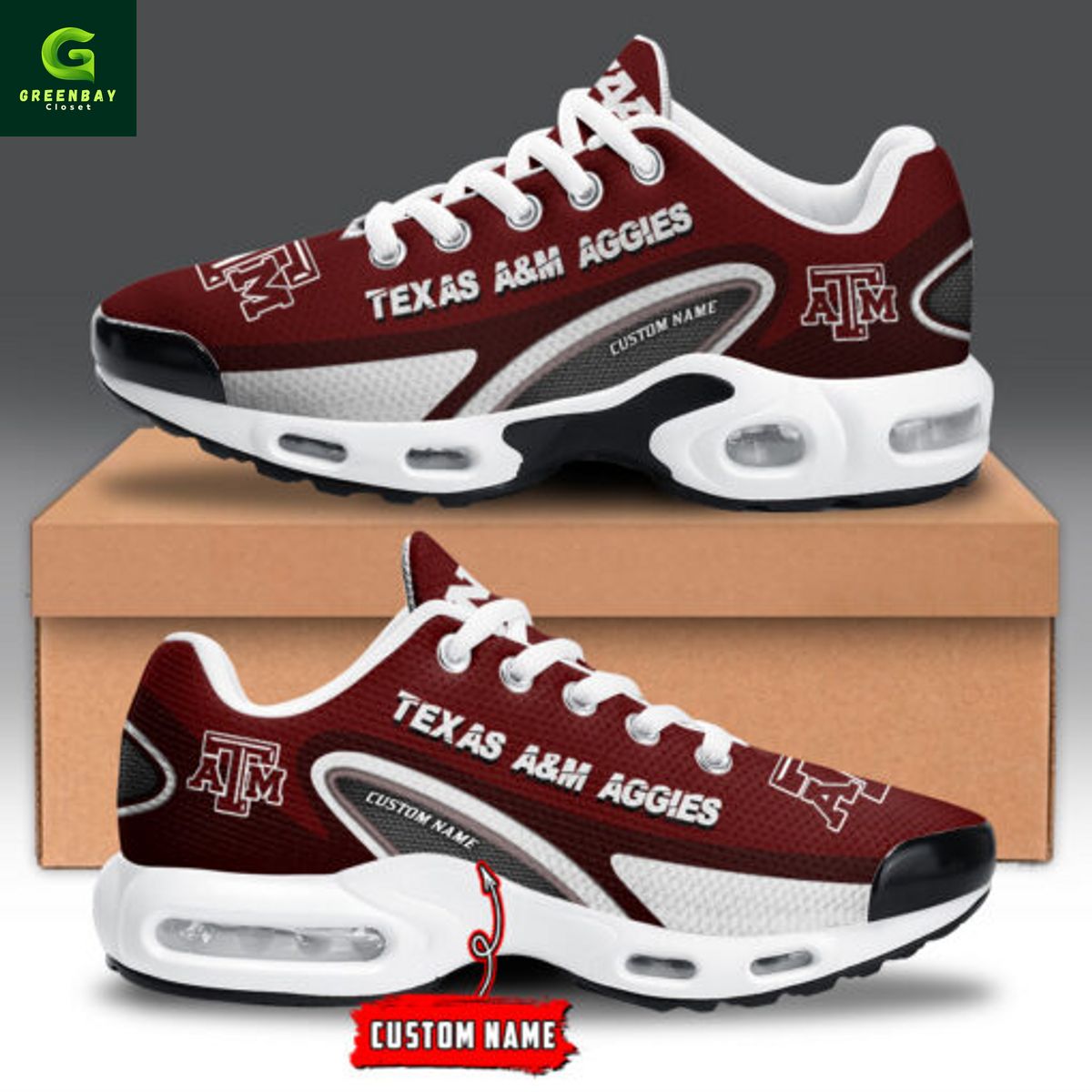 Ideafootwear Texas A&amp;M Aggies TN Shoes Sneakers For Men And Women