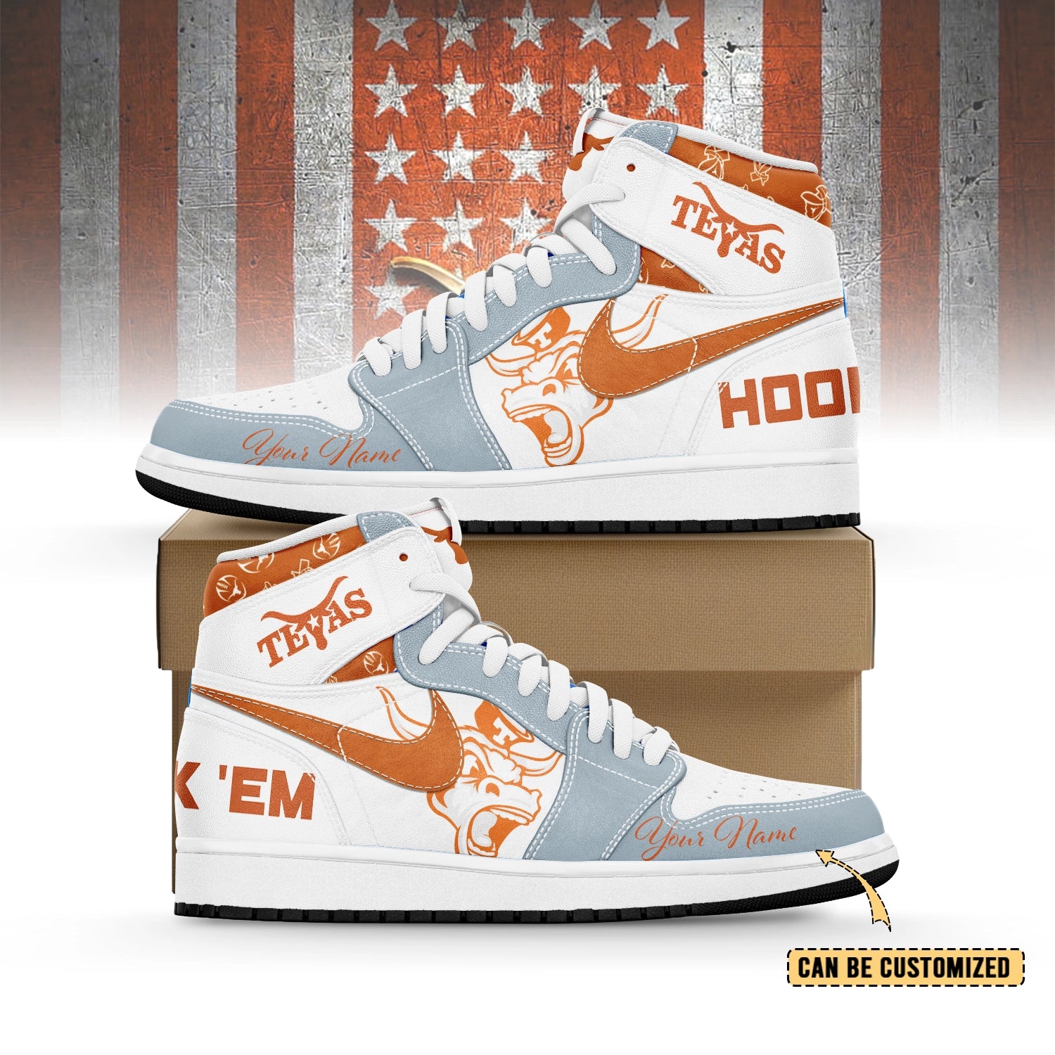 Ideafootwear Texas Longhorns AJ1 High Sneakers Shoes For Men And Women
