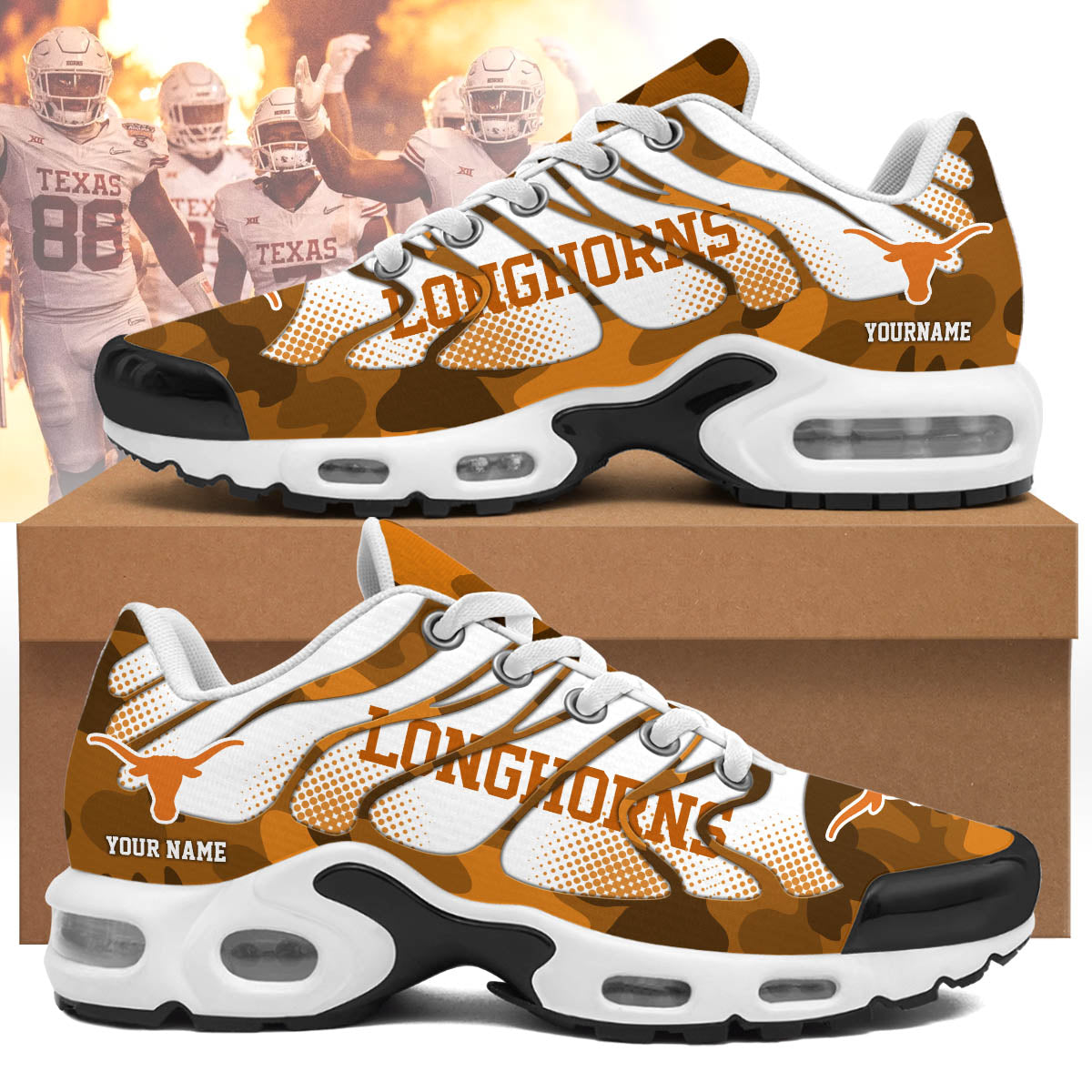 Ideafootwear Texas Longhorns TN Shoes Sneakers For Men And Women