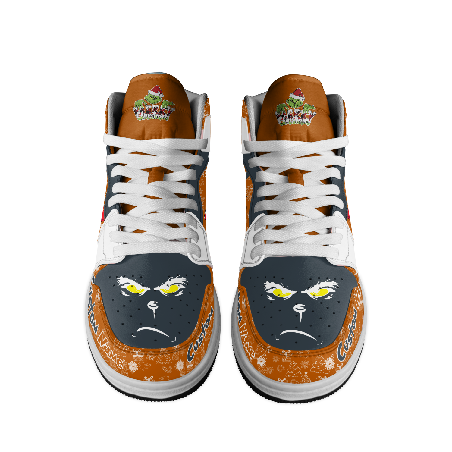 Ideafootwear  Texas Longhorns x The Grinch x Christmas AJ1 High Sneakers Shoes For Men And Women