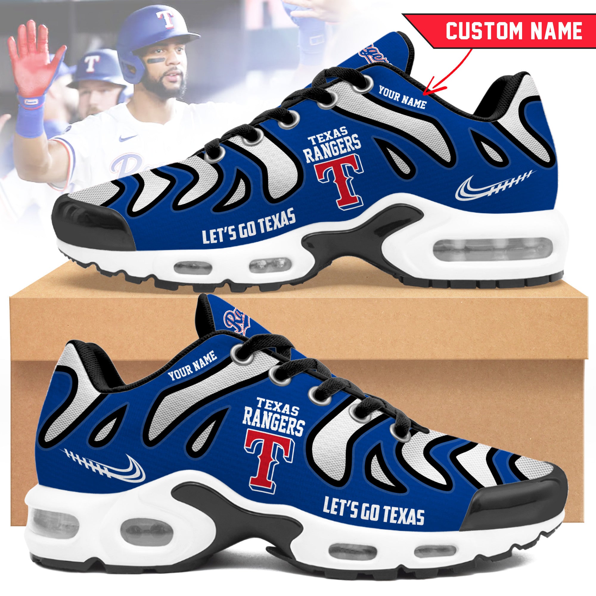 Ideafootwear Texas Rangers TN Shoes Sneakers For Men And Women