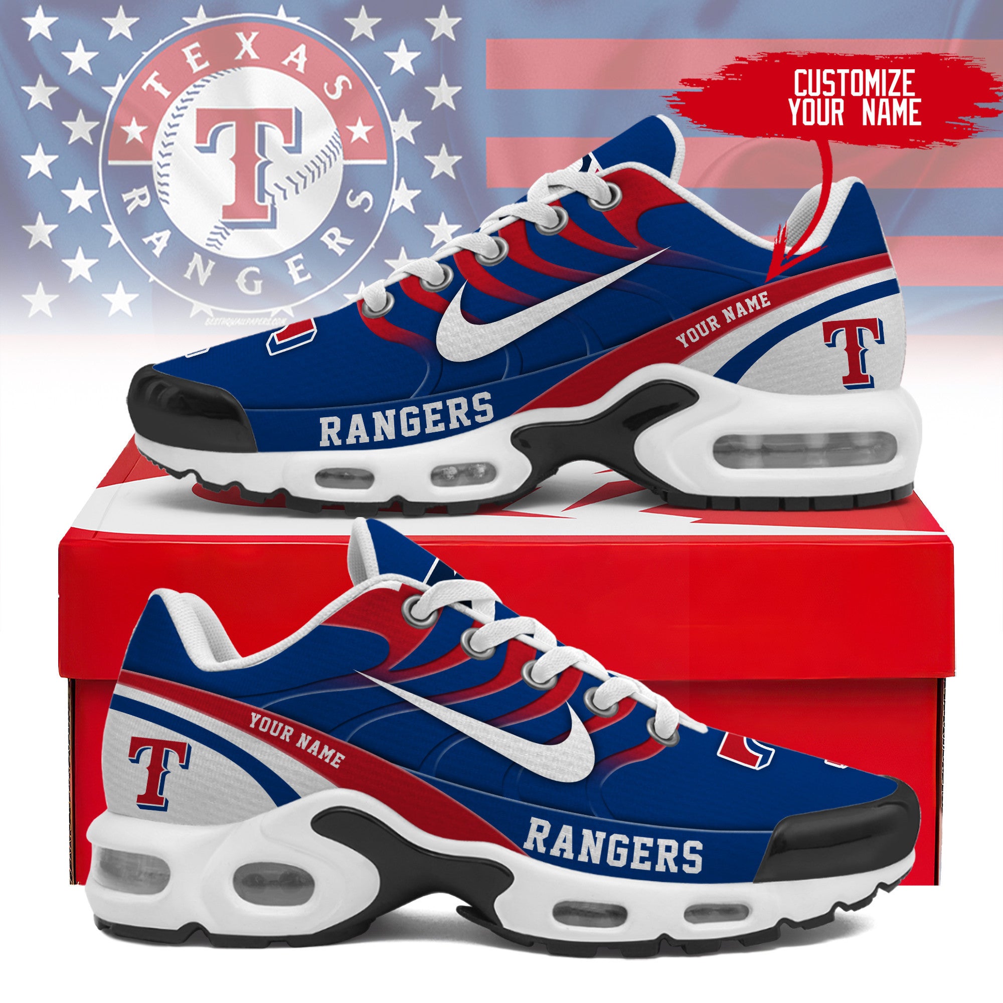 Ideafootwear Texas Rangers TN Shoes Sneakers For Men And Women