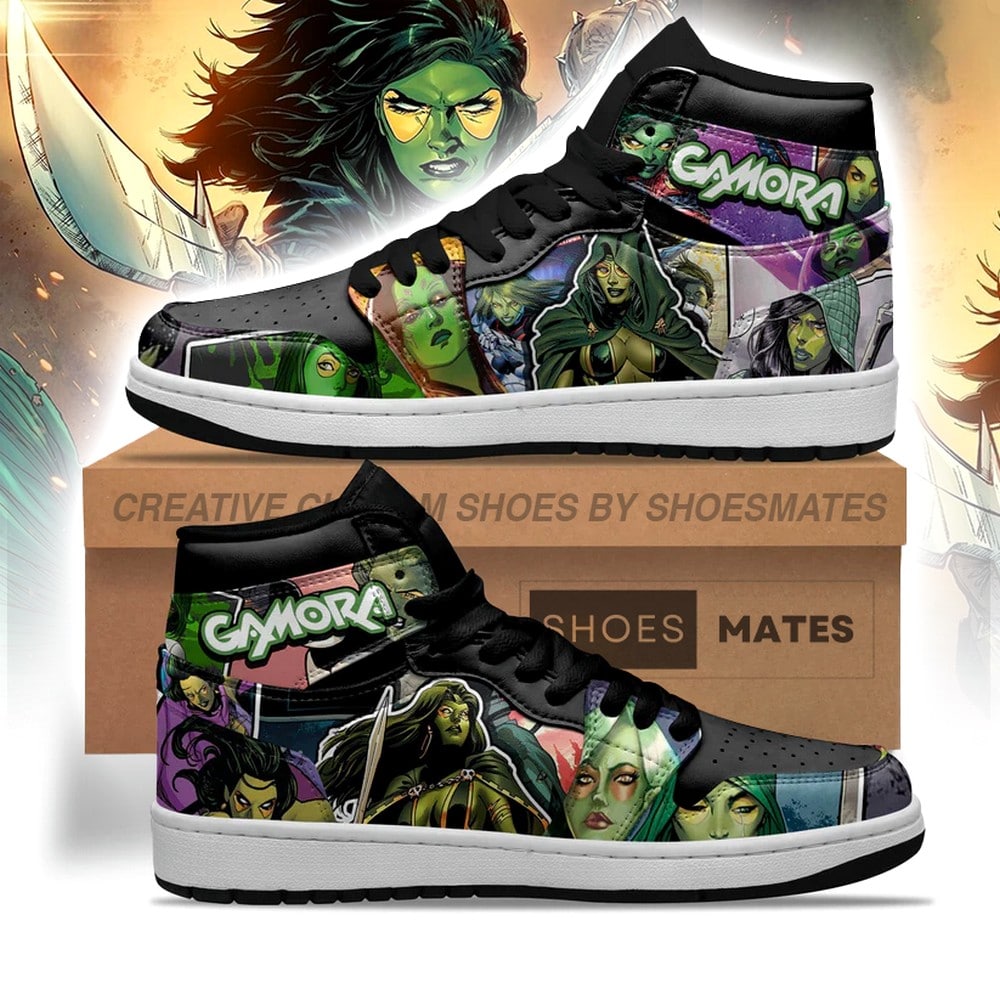Ideafootwear The Avengers Gamora AJ1 High Sneakers Shoes For Men And Women