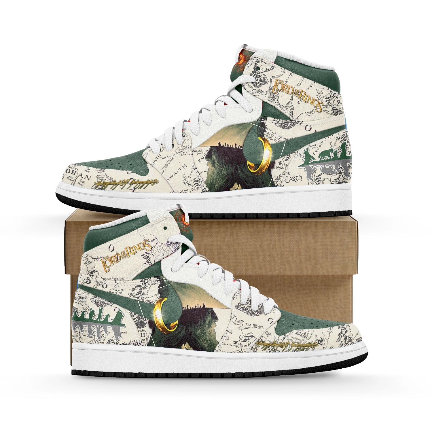 Ideafootwear The Lord of the Rings AJ1 High Sneakers Shoes For Men And Women