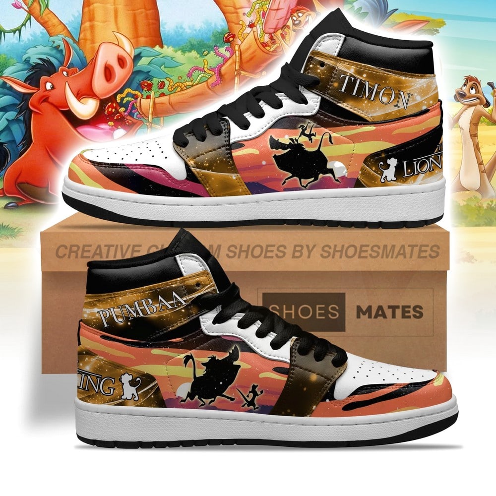 Ideafootwear Timon and Pumbaa AJ1 High Sneakers Shoes For Men And Women