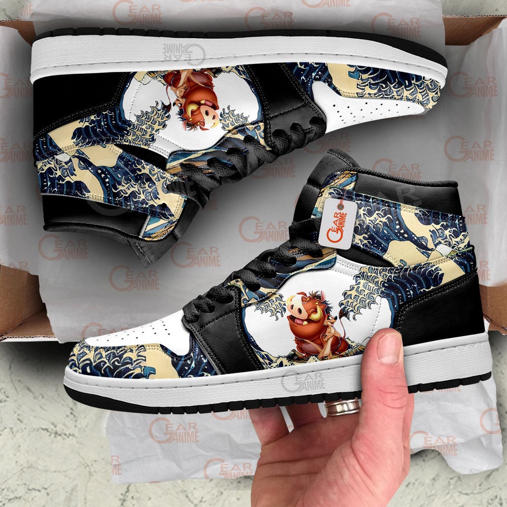 Ideafootwear Timon and Pumbaa AJ1 High Sneakers Shoes For Men And Women