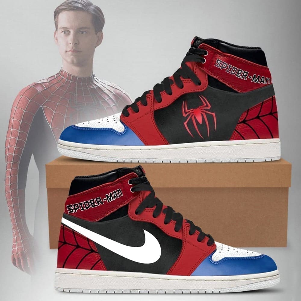 Ideafootwear Tobey Maguire Spider-Man AJ1 High Sneakers Shoes For Men And Women