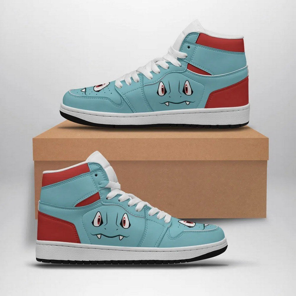 Ideafootwear Totodile Face Pokemon  AJ1 High Sneakers Shoes For Men And Women