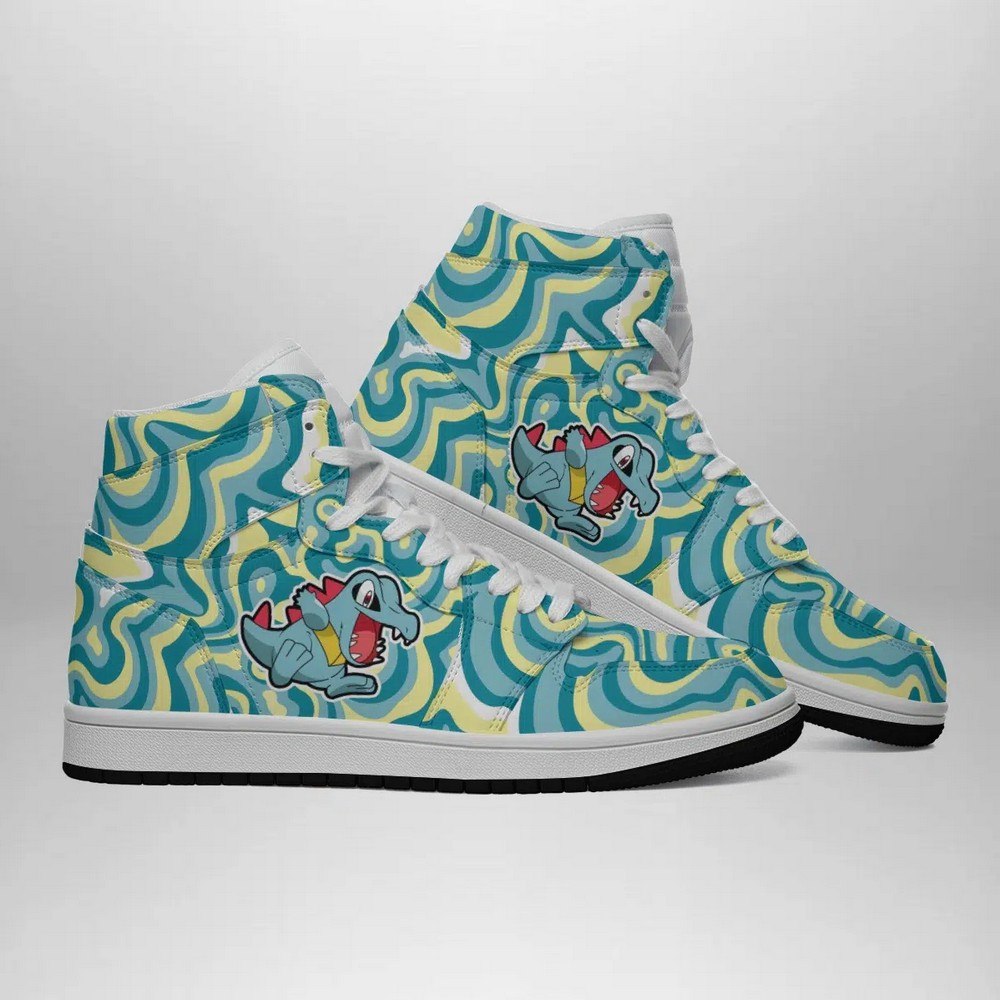 Ideafootwear Totodile Trippy Pokemon  AJ1 High Sneakers Shoes For Men And Women