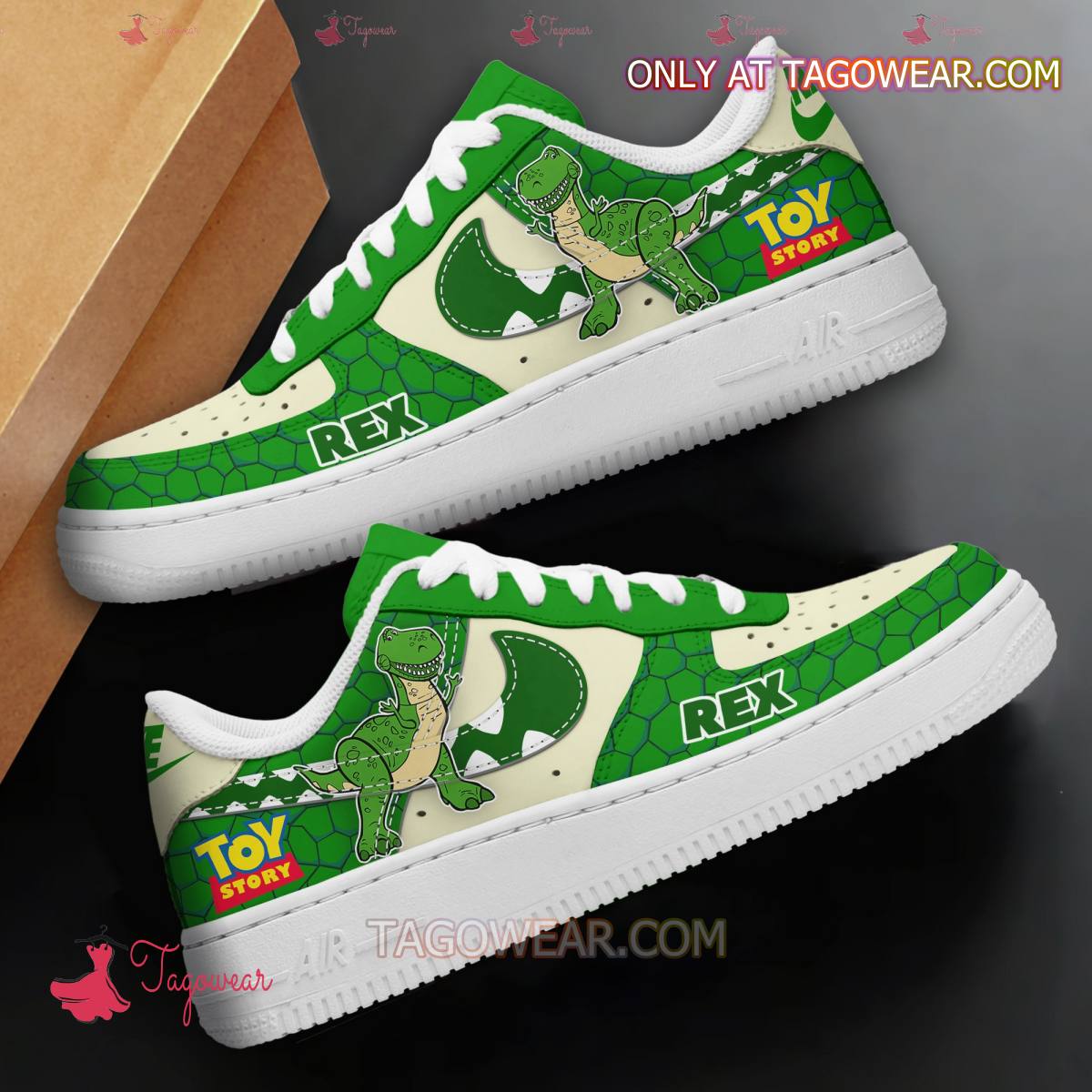 Ideafootwear Toy Story Rex Air Low-Top Sneakers Shoes For Men And Women 2