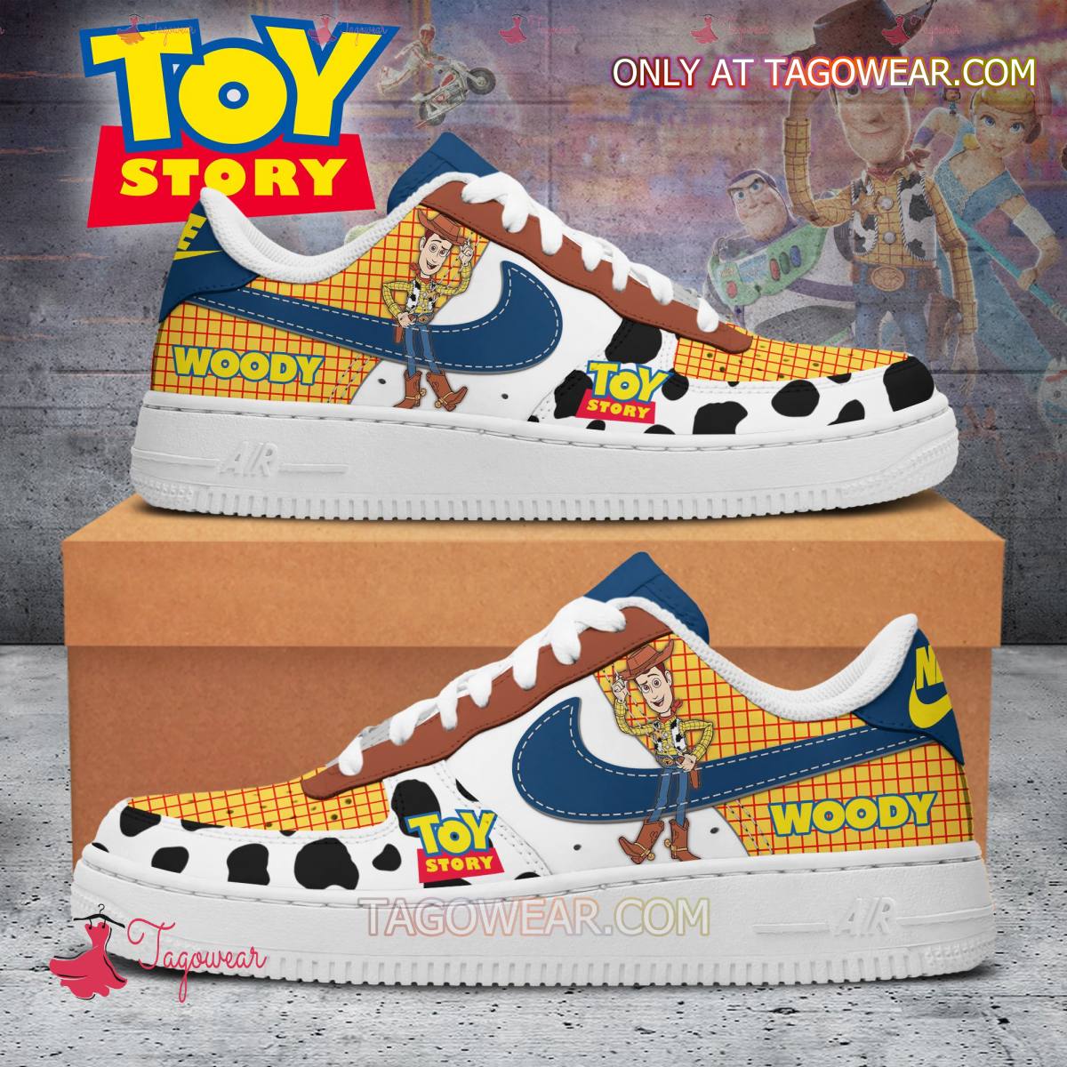 Ideafootwear Toy Story Woody Air Low-Top Sneakers Shoes For Men And Women 1