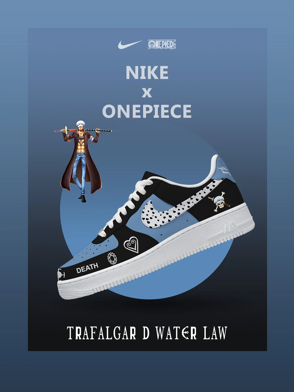 Ideafootwear Trafalgar D. Water Law  Air Low-Top Sneakers Shoes For Men And Women 1