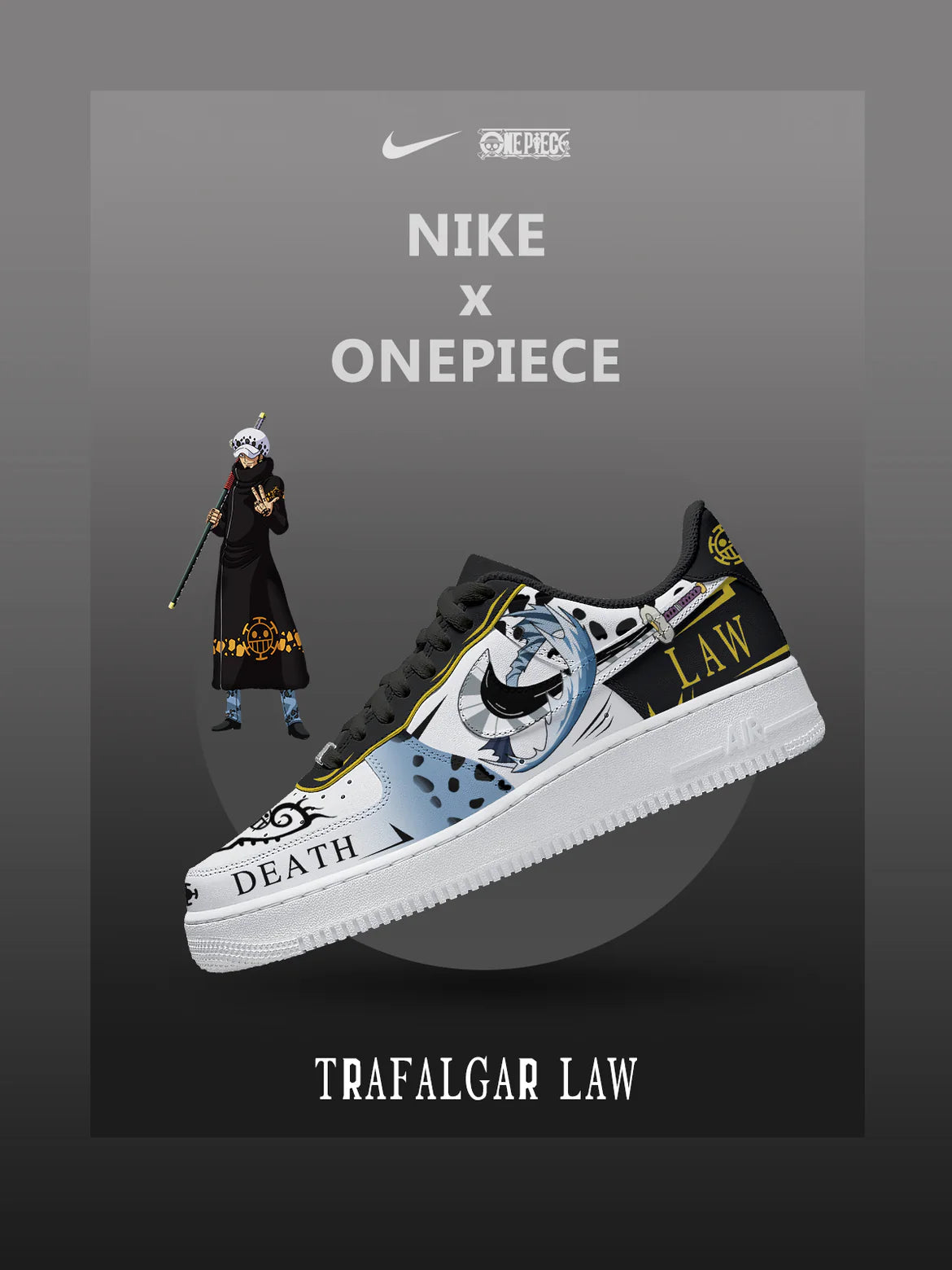 Ideafootwear Trafalgar D. Water Law   Air Low-Top Sneakers Shoes For Men And Women 1