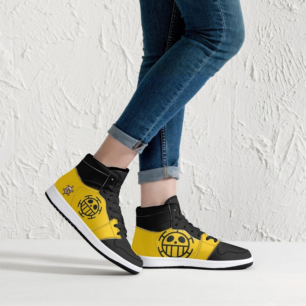 Ideafootwear Trafalgar D. Water Law One Piece AJ1 High Sneakers Shoes For Men And Women