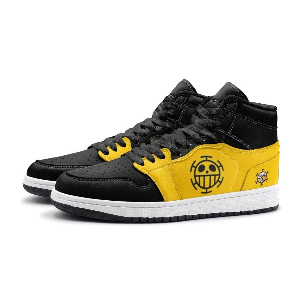 Ideafootwear Trafalgar D. Water Law One Piece AJ1 High Sneakers Shoes For Men And Women